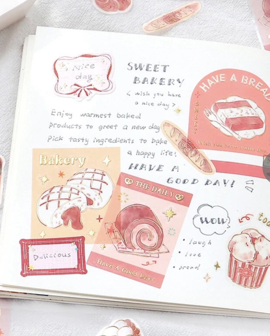 BGM 2024 New Release Foil-Stamped Tracing Paper Seals "Holiday Shop Tour Series" Bakeries
