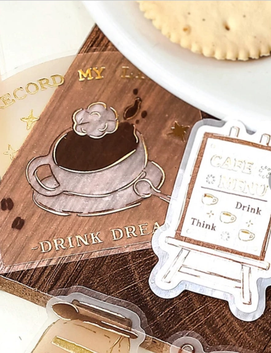 BGM 2024 New Release Foil-Stamped Tracing Paper Seals "Holiday Shop Tour Series" Café
