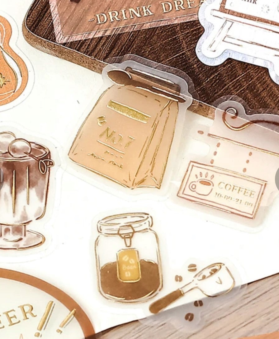 BGM 2024 New Release Foil-Stamped Tracing Paper Seals "Holiday Shop Tour Series" Café