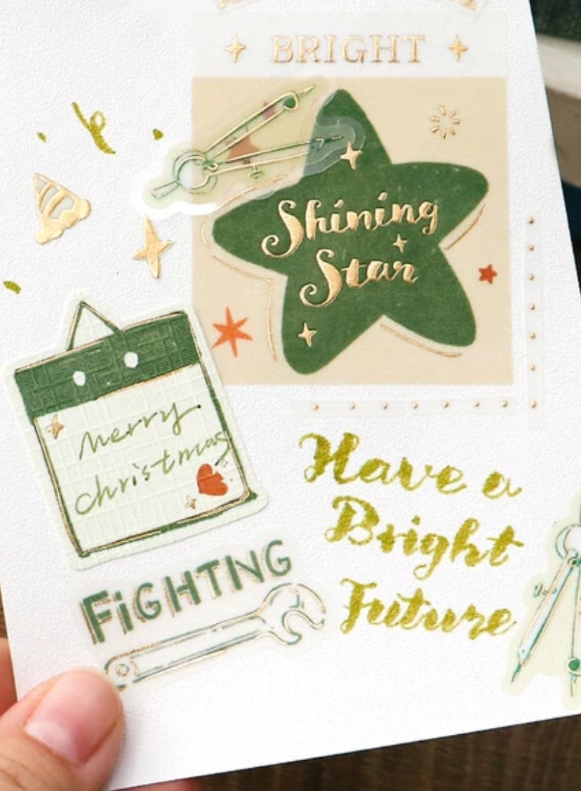 BGM 2024 New Release Foil-Stamped Tracing Paper Seals "Holiday Shop Tour Series" Stationery