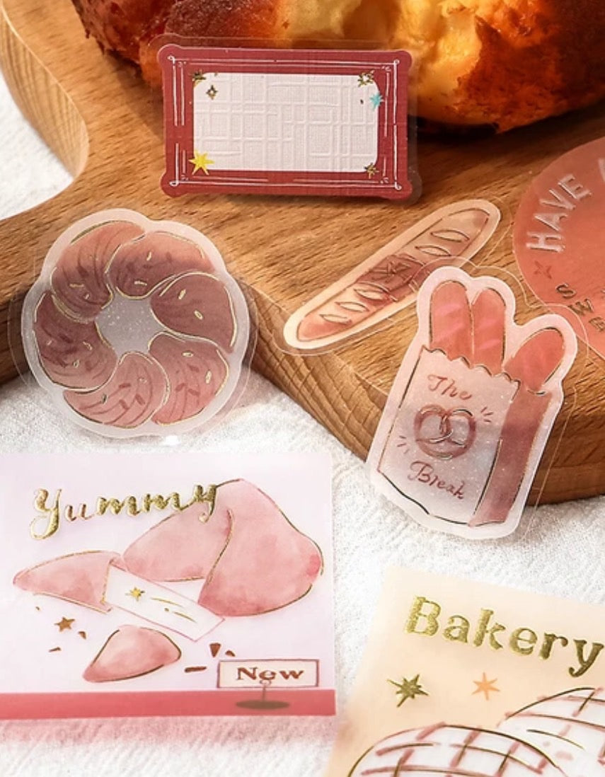 BGM 2024 New Release Foil-Stamped Tracing Paper Seals "Holiday Shop Tour Series" Bakeries
